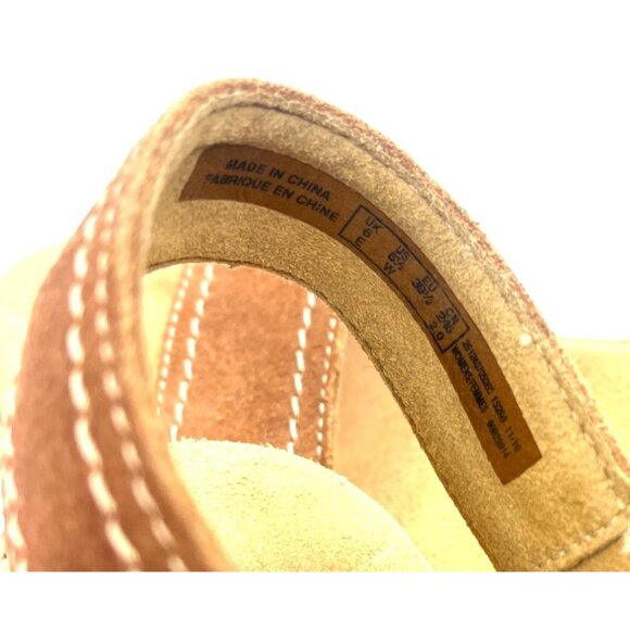 Clarks Artisian Sandals Ladies Size 8.5W Brown Suede Platform Chunky Wedge Aisle - Picture 8 of 10